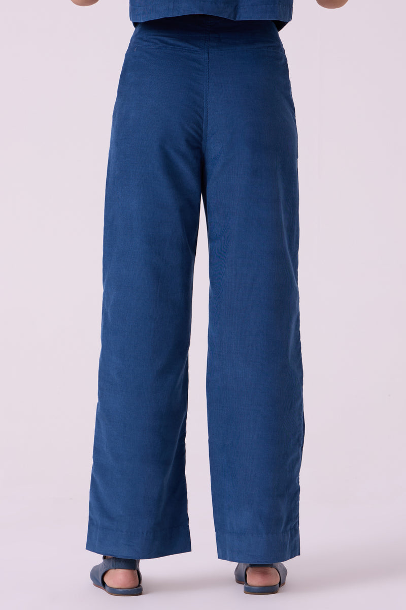Hatchi Blue Needlecord Pants cotton corduroy pant/trouser by The Summer House in blue for women Worldwide