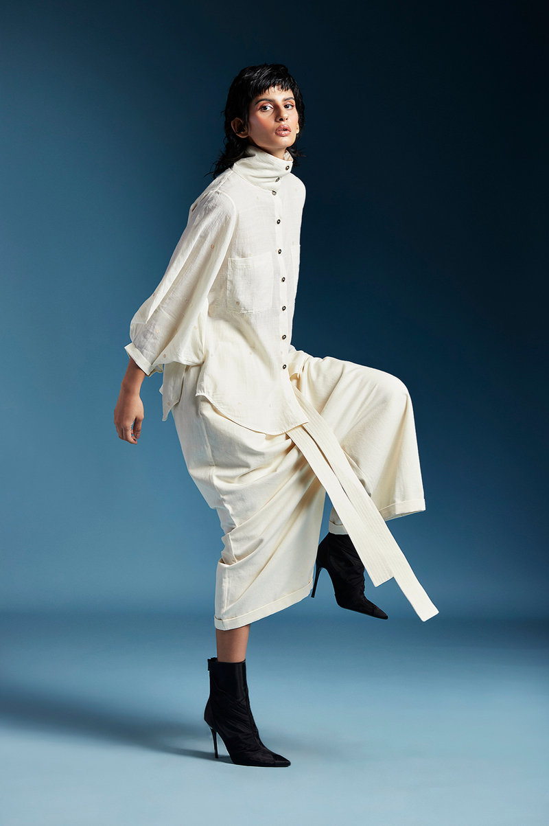Jennie Shirt-White cotton by Chola in white color for women Worldwide