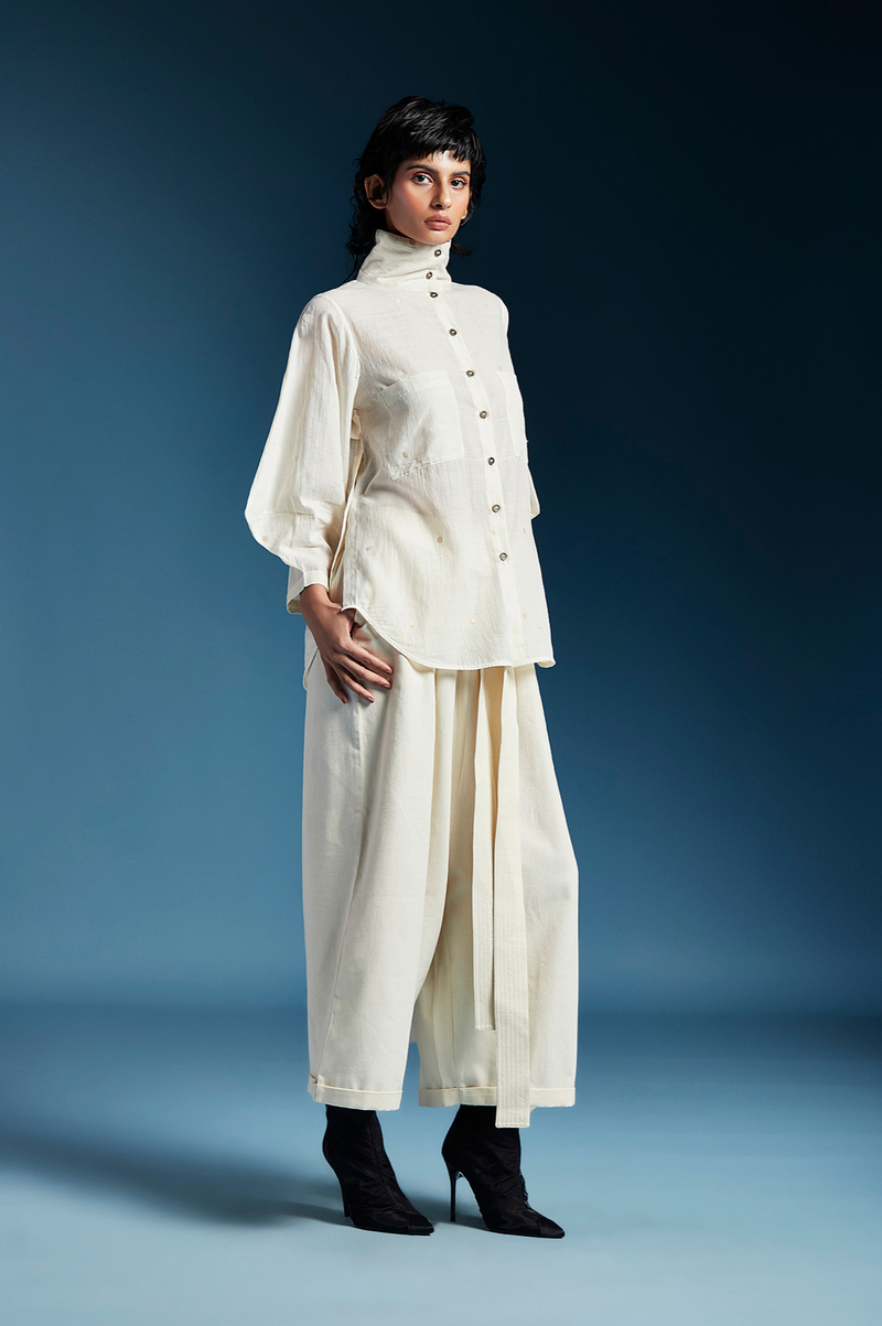 Jennie Shirt-White cotton by Chola in white color for women Worldwide