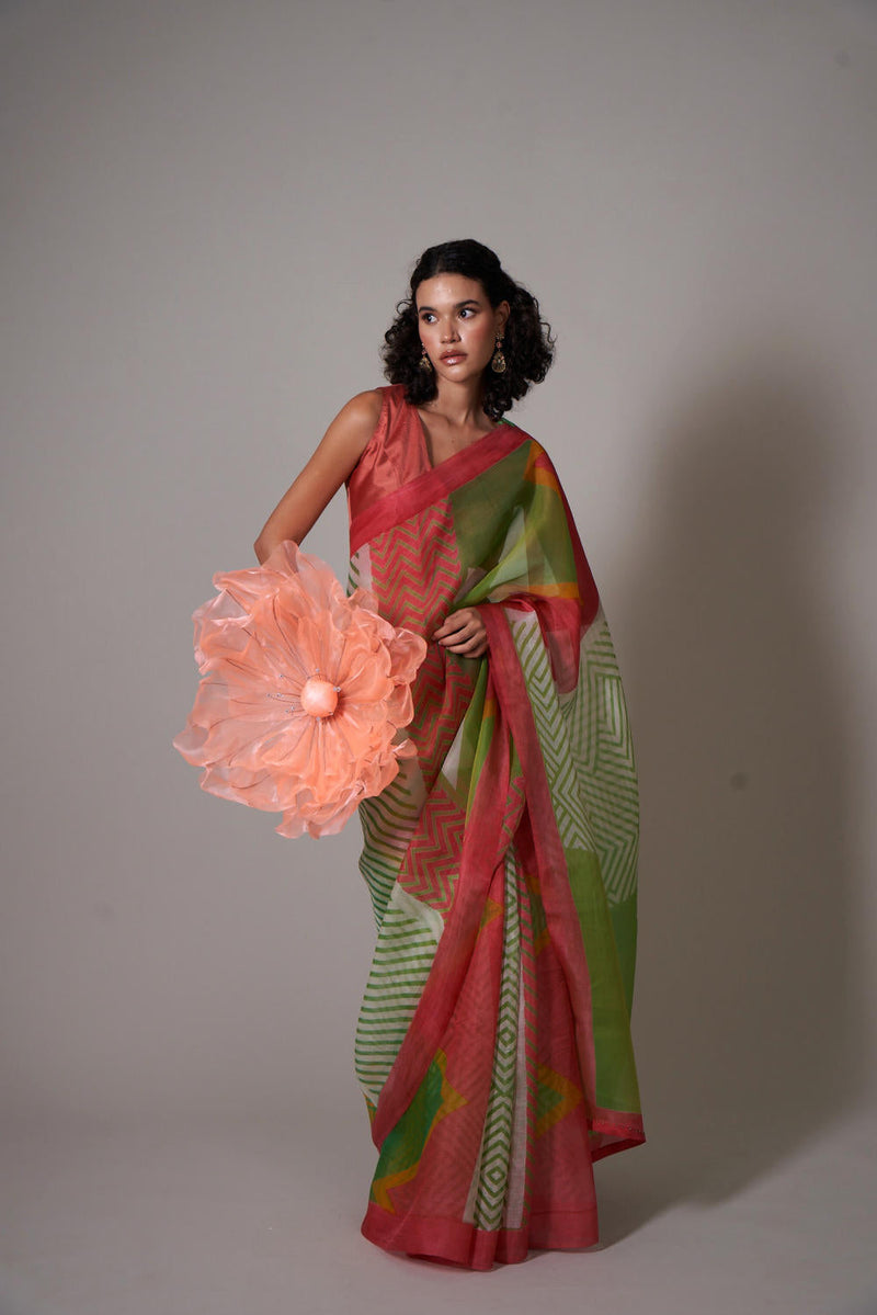 Keshi silk organza saree organza by Priti Prashant in multi color for women Worldwide