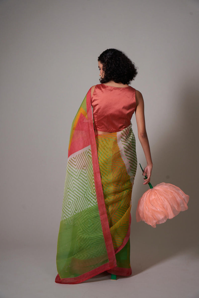 Keshi silk organza saree organza by Priti Prashant in multi color for women Worldwide