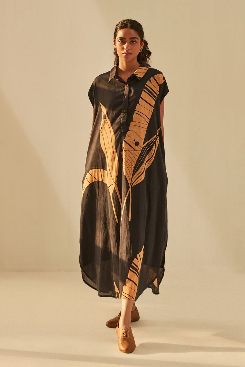 Black Paradise Dress cotton by Khara Kapas in black for women Worldwide