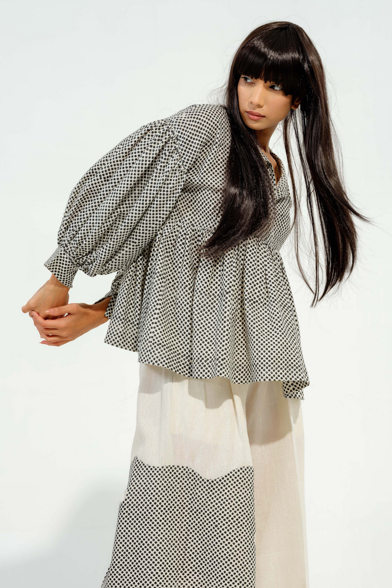 Camphor Top cotton muslin tops and shirts by Stoique in natural, black for women Worldwide