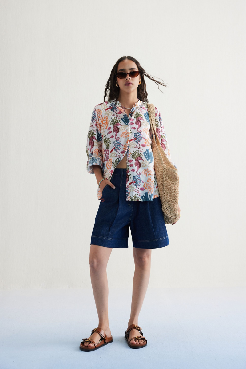 Blooming Reef Lyocell Classic Shirt by SUI in white color for women Worldwide