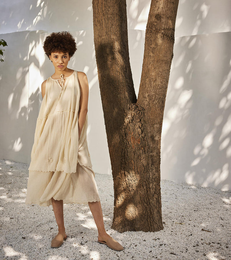 Cloudy dreams midi dress Dress by Khara Kapas in ecru for women Worldwide