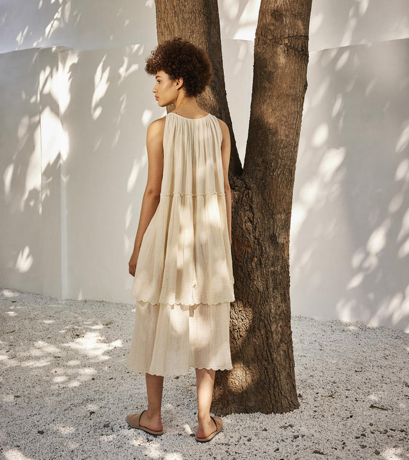 Cloudy dreams midi dress Dress by Khara Kapas in ecru for women Worldwide