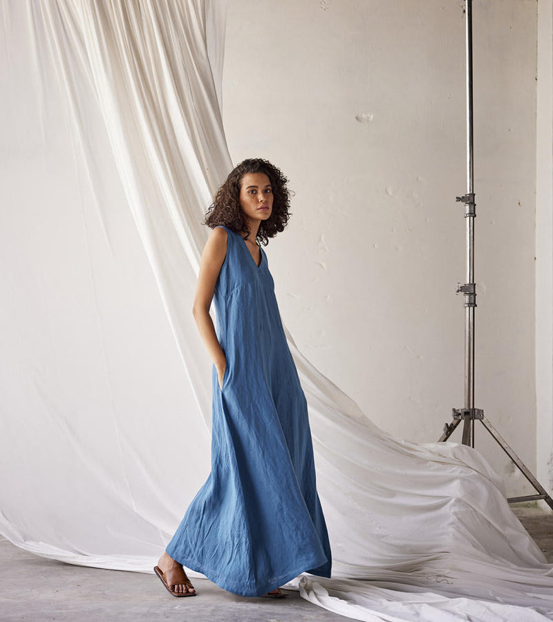 Tambola Nights Jumpsuit Jumpsuits by Khara Kapas in blue for women Worldwide