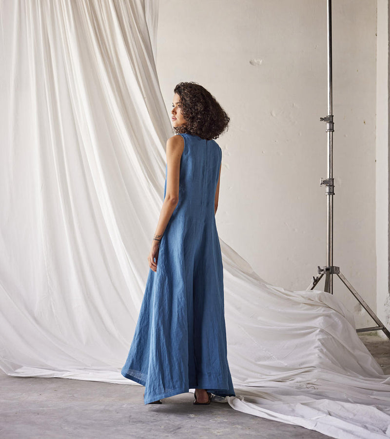 Tambola Nights Jumpsuit Jumpsuits by Khara Kapas in blue for women Worldwide