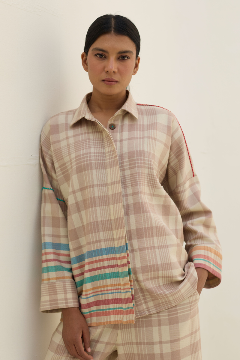 Ellen Dolman Sleeve Shirt - Beige by Manan in beige color for women Worldwide