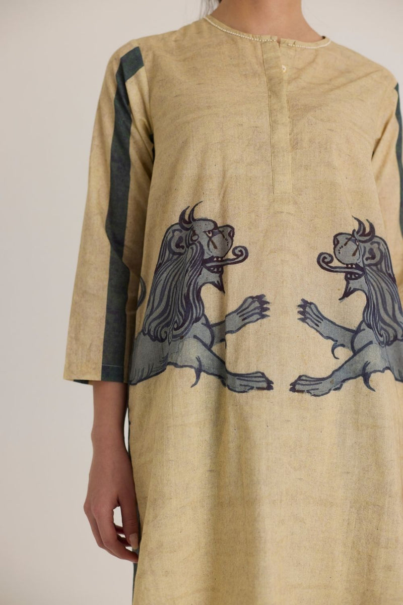 PAWS SHORT KURTA SET cotton by Yam in white color for women Worldwide