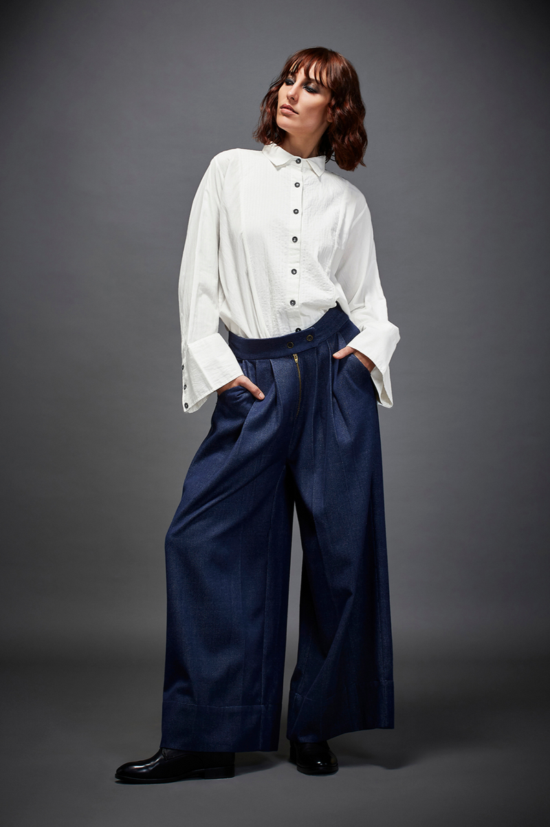 JASON TROUSER by Chola in blue color for women Worldwide