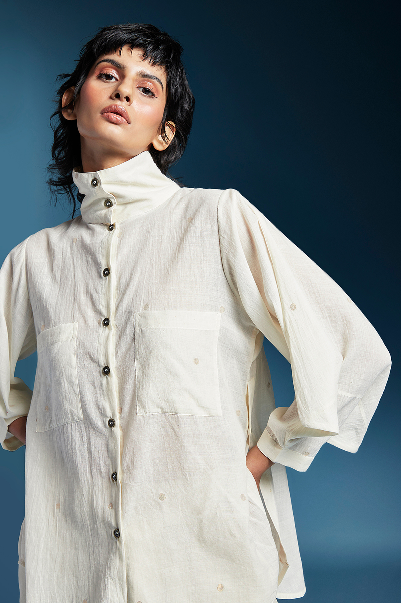 Jennie Shirt-White cotton by Chola in white color for women Worldwide