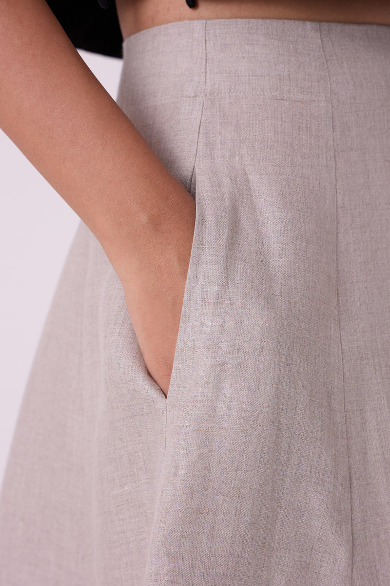 Marner Beige Linen Skirt linen skirt by The Summer House in beige for women Worldwide