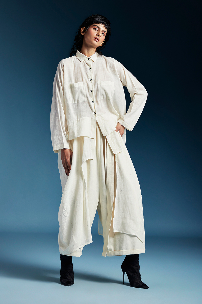 Lilah Shirt-White cotton by Chola in white color for women Worldwide