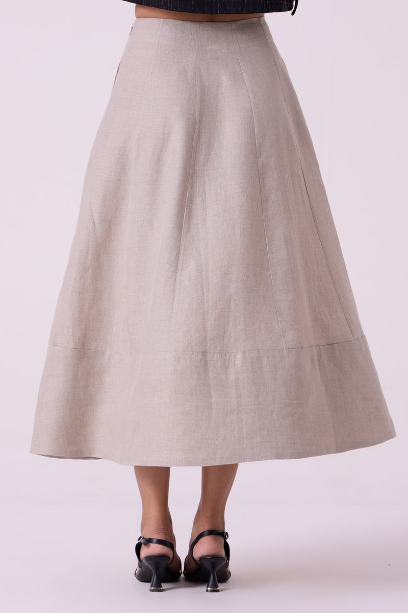 Marner Beige Linen Skirt linen skirt by The Summer House in beige for women Worldwide
