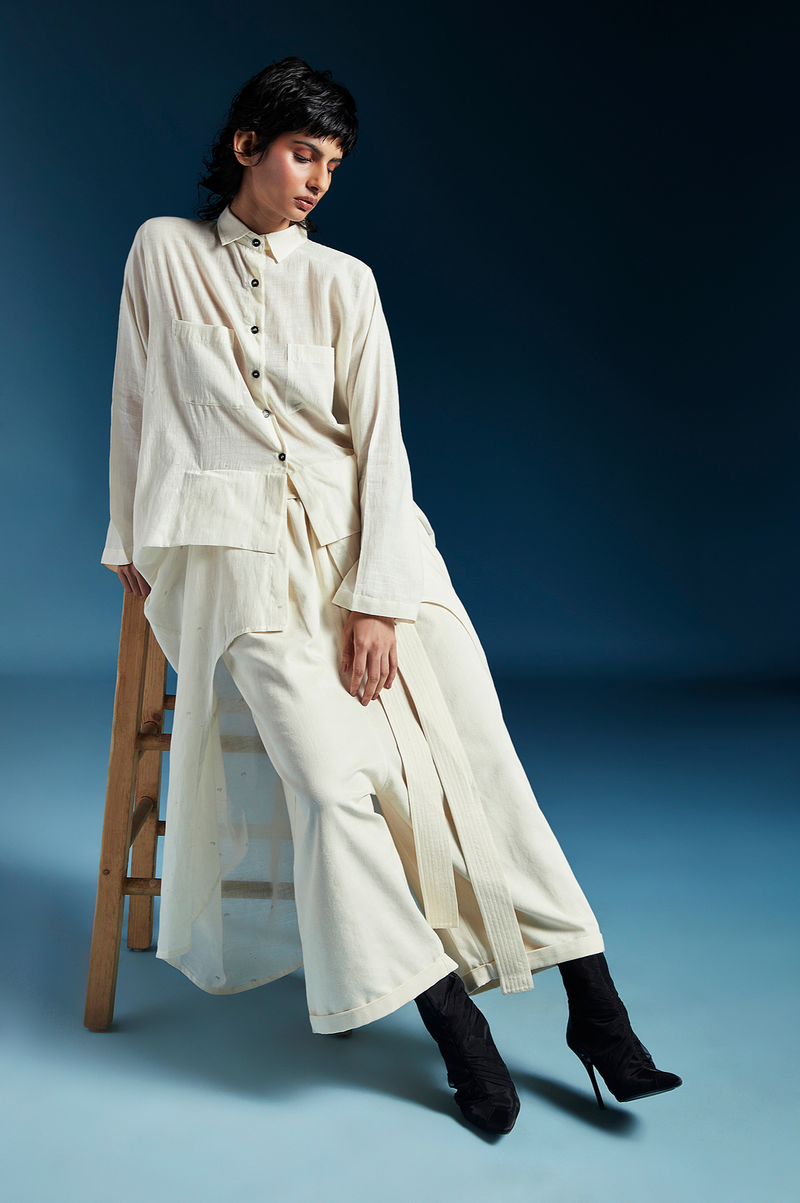 Lilah Shirt-White cotton by Chola in white color for women Worldwide