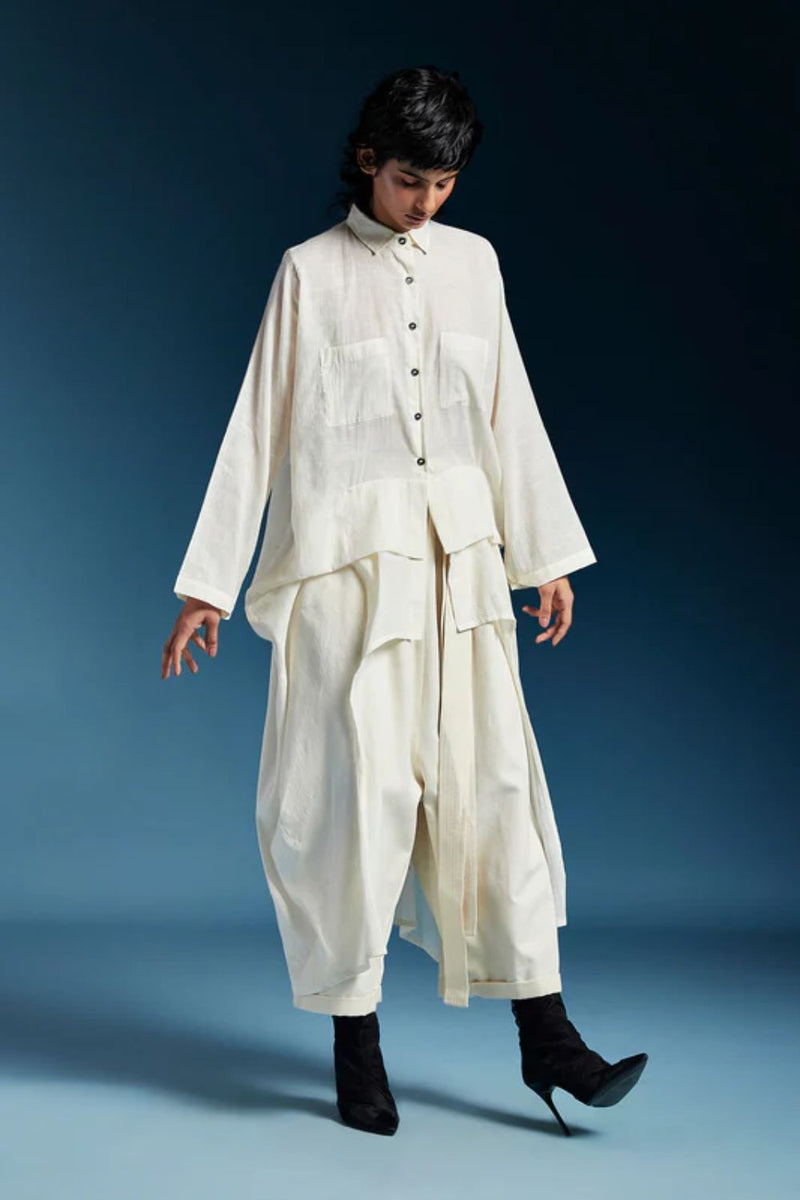 Lilah Shirt-White cotton by Chola in white color for women Worldwide