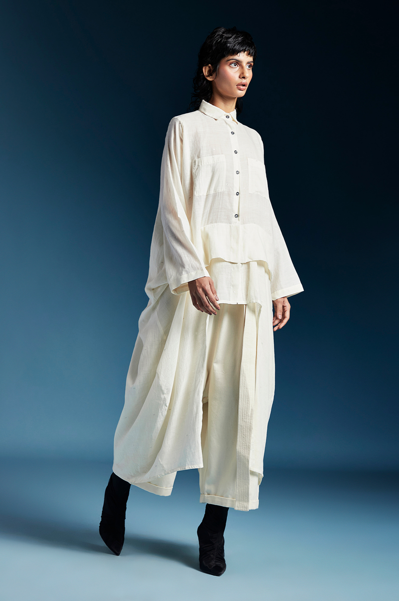 Lilah Shirt-White cotton by Chola in white color for women Worldwide