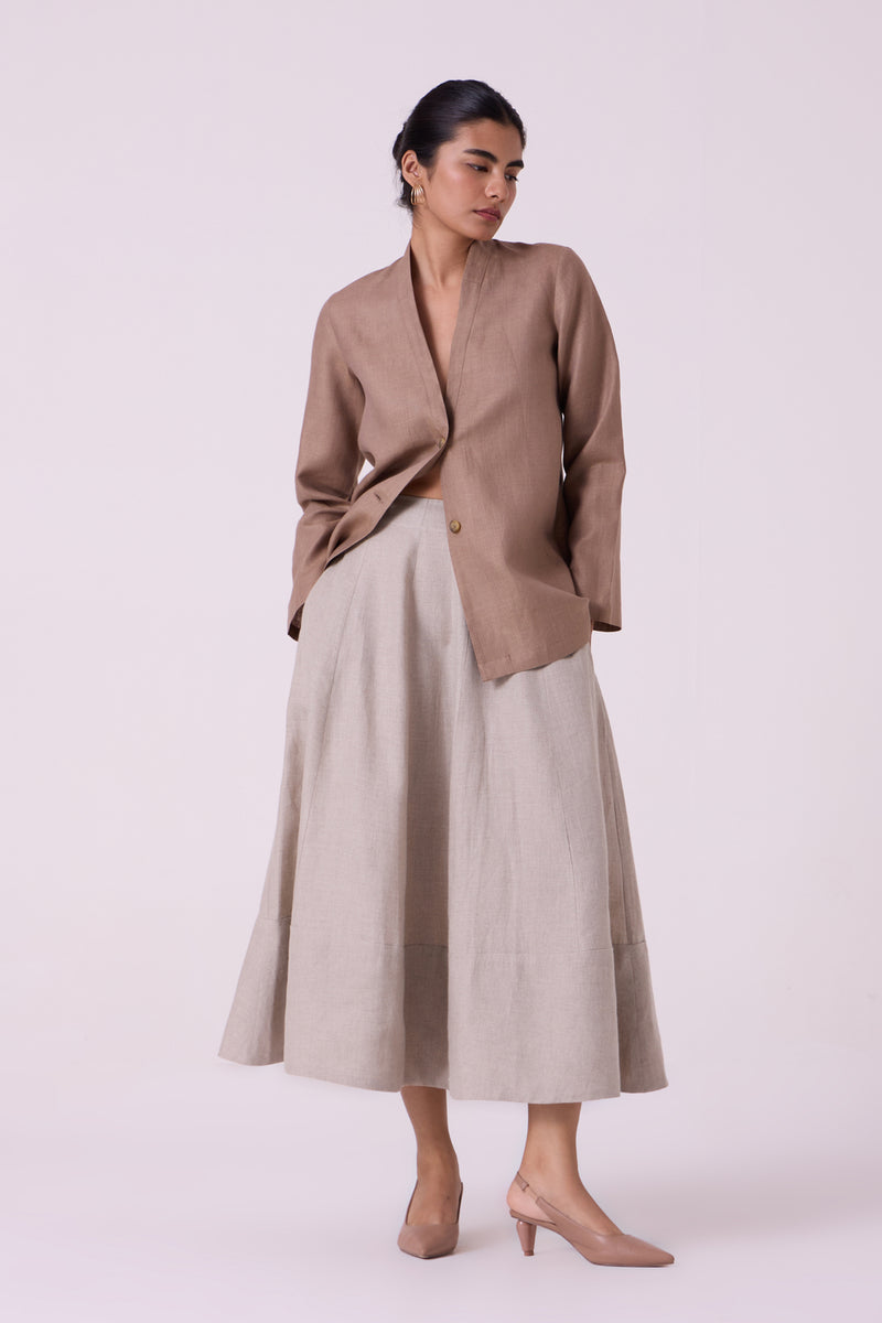 Marner Beige Linen Skirt linen skirt by The Summer House in beige for women Worldwide