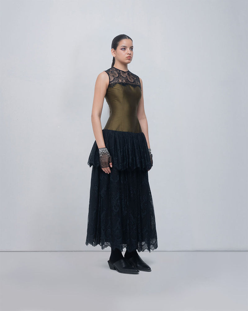 Faye Dress viscose by Leh Studios in olive, black for women Worldwide