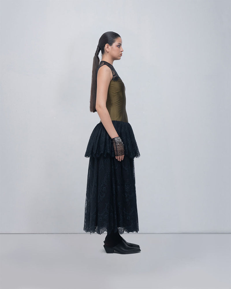 Faye Dress viscose by Leh Studios in olive, black for women Worldwide