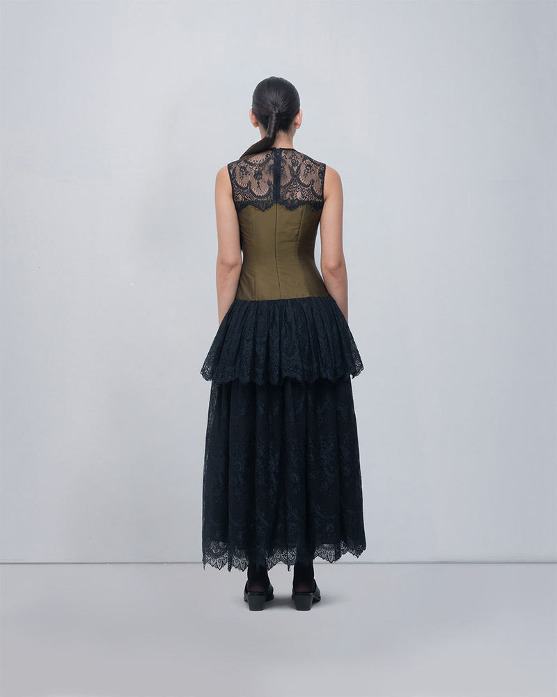Faye Dress viscose by Leh Studios in olive, black for women Worldwide