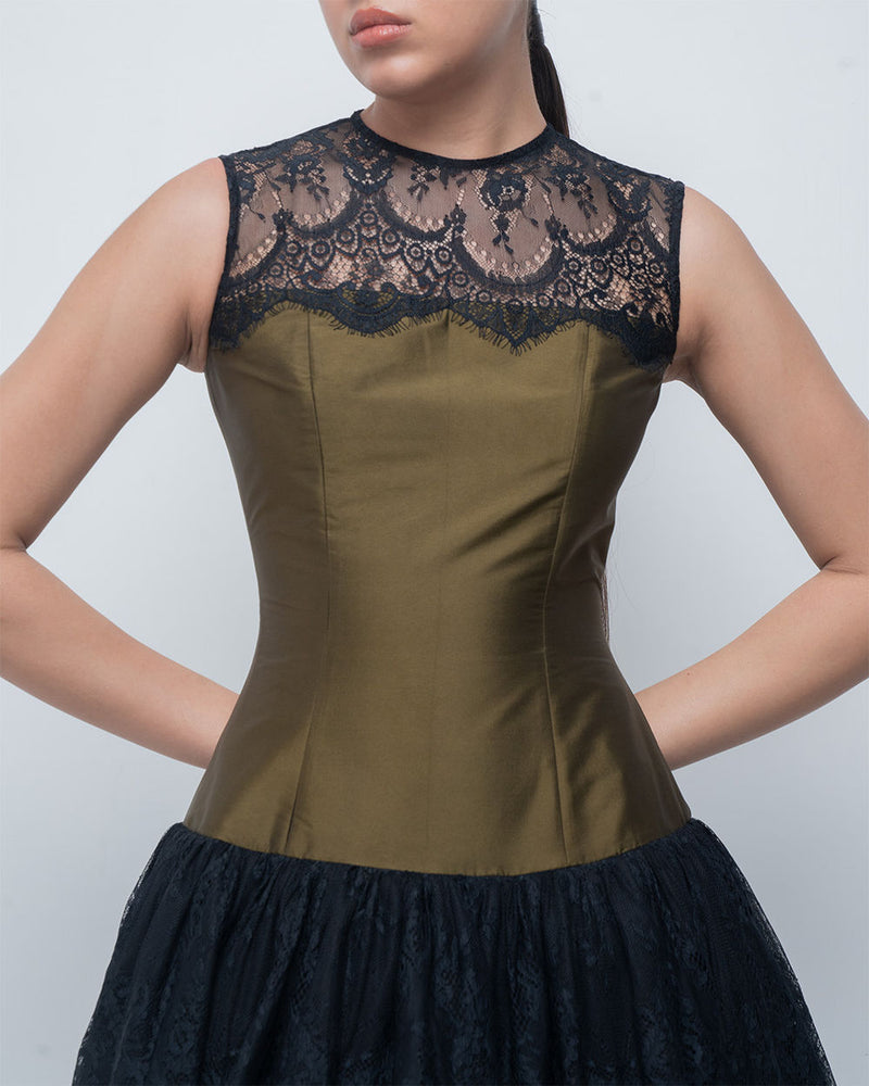 Faye Dress viscose by Leh Studios in olive, black for women Worldwide