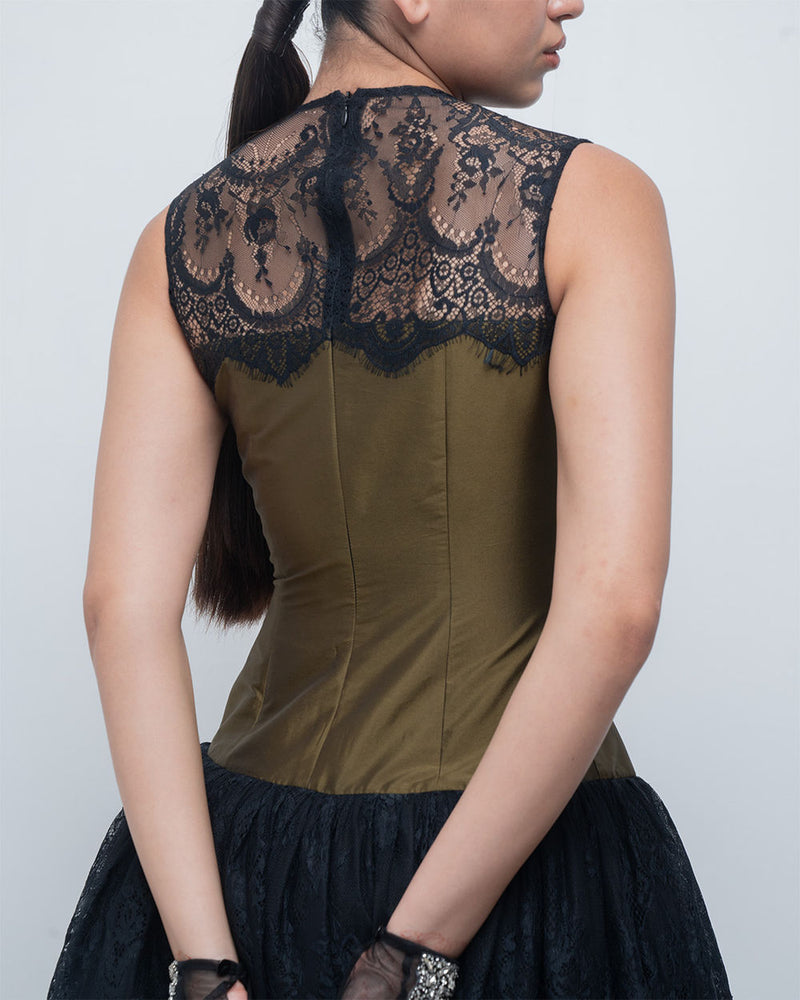 Faye Dress viscose by Leh Studios in olive, black for women Worldwide