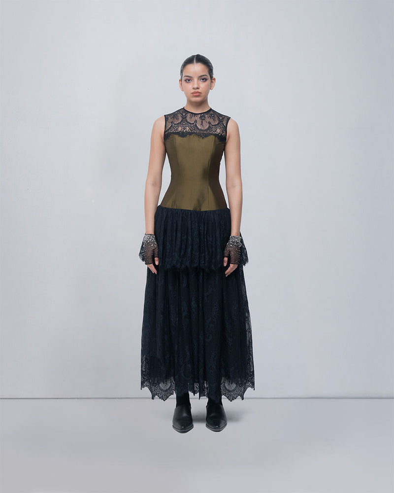 Faye Dress viscose by Leh Studios in olive, black for women Worldwide