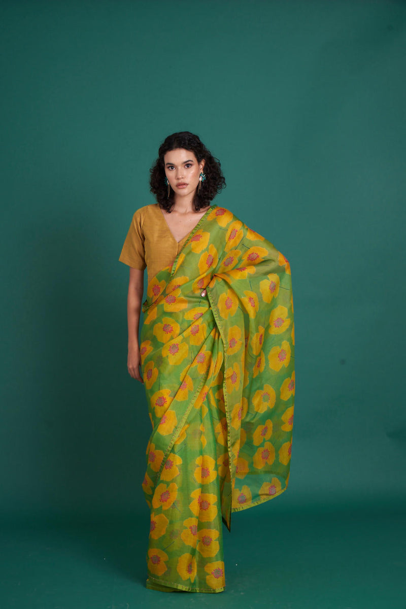 Ume silk organza saree organza by Priti Prashant in green color for women Worldwide