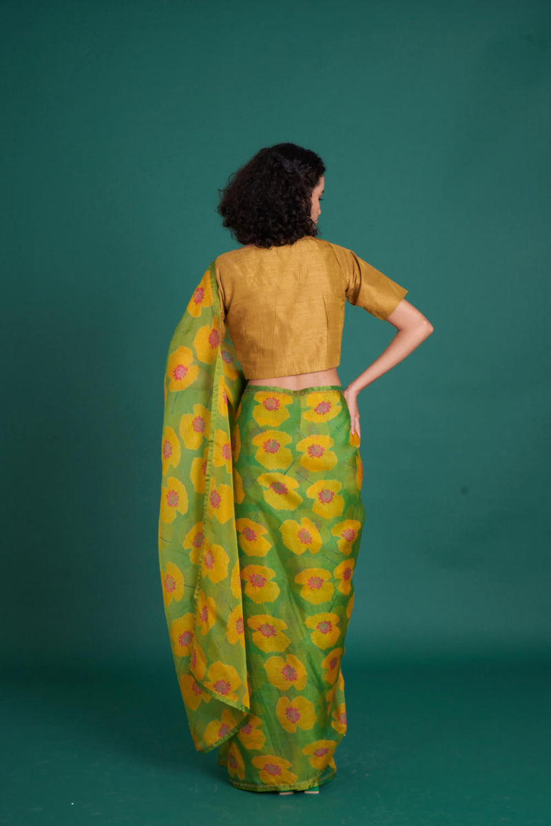 Ume silk organza saree organza by Priti Prashant in green color for women Worldwide