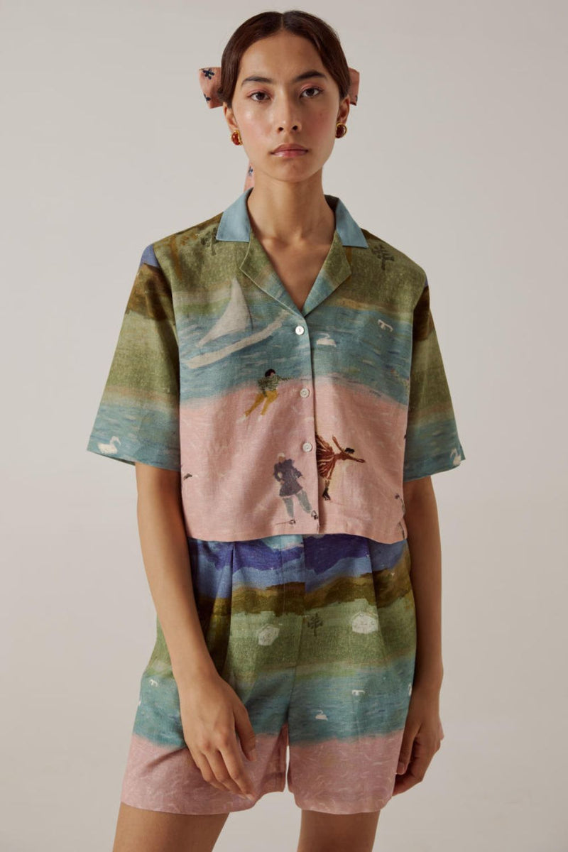Crop Shirt-Skater cotton by CORD in multi for women Worldwide