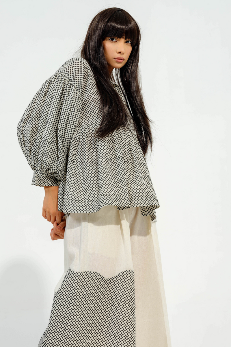 Camphor Top cotton muslin tops and shirts by Stoique in natural, black for women Worldwide