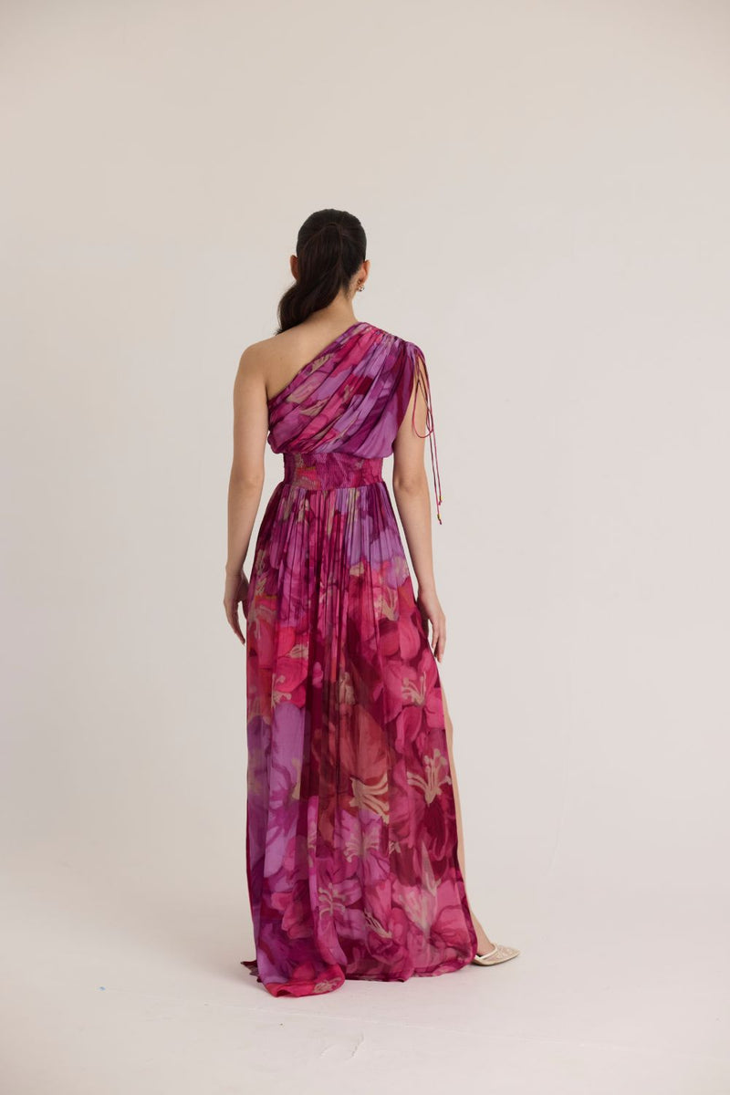VIOLET ONE SHOULDER DRESS by Yam in pink color for women Worldwide