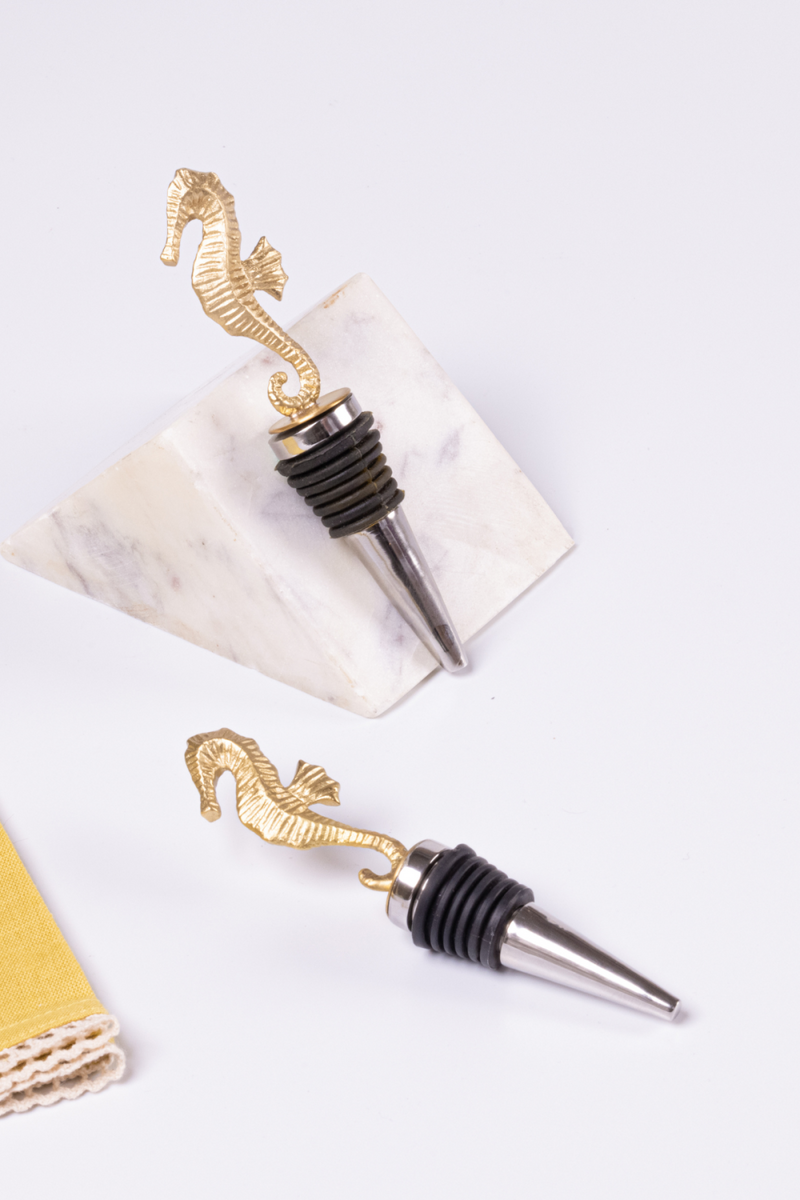 Mirissa Sea Horse Bottle Stopper linen by Gado Living for Worldwide