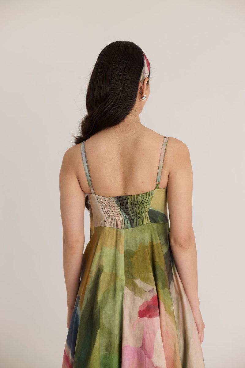 TILLY FLARED BRALETTE DRESS satin by Yam in multi color for women Worldwide