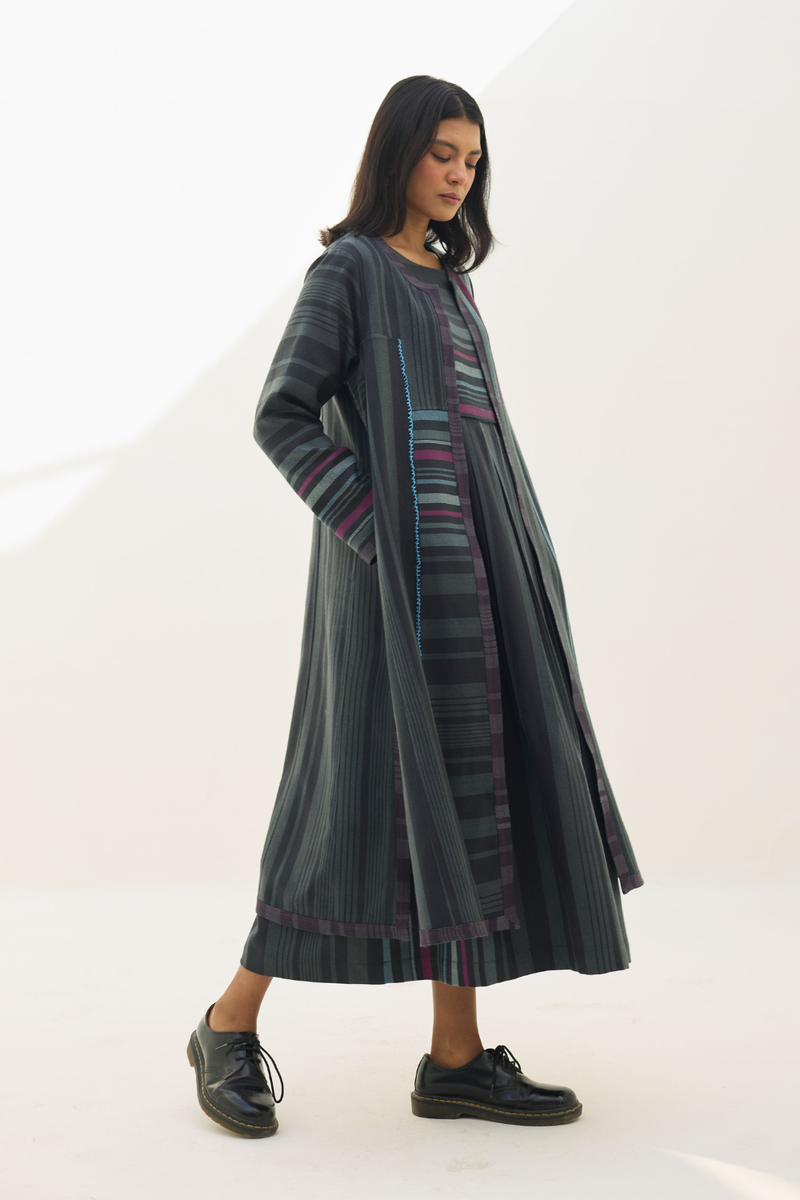 Thena Reversible Merino Wool Co-ord Set - Charcoal by Manan in charcoal color for women Worldwide