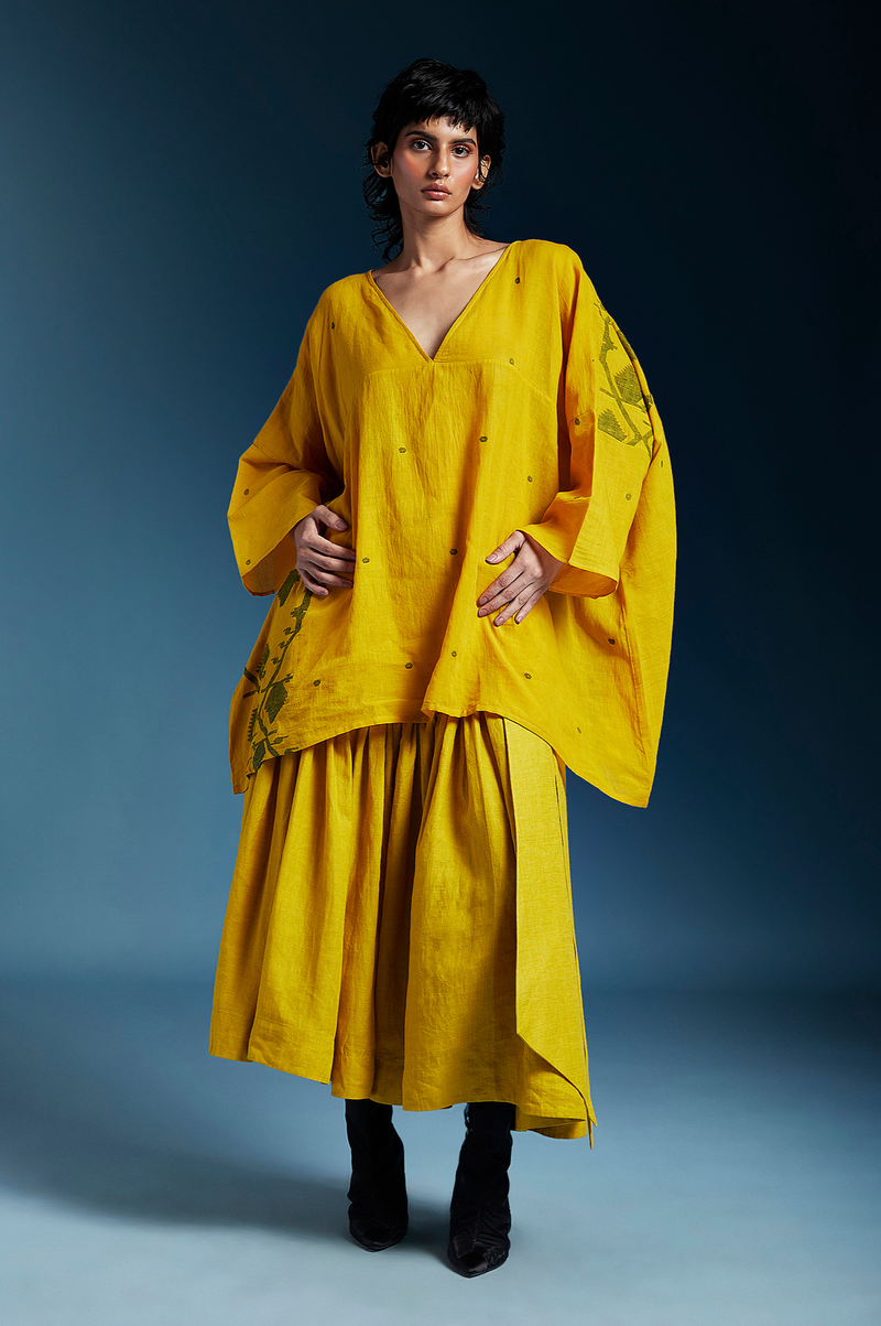 Liam Top-Mustard cotton by Chola in mustard color for women Worldwide