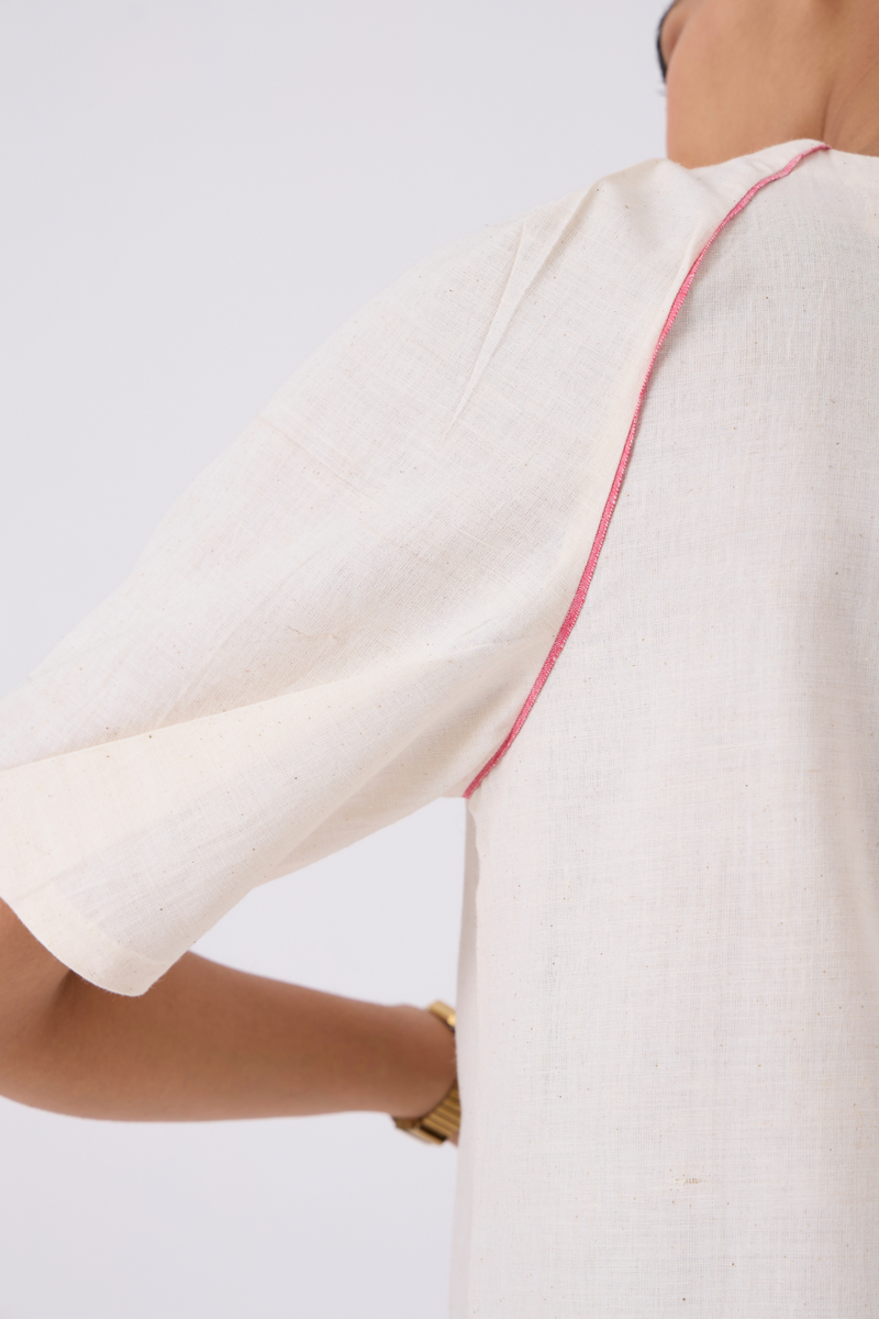 Loto Ivory Khadi Top With Statement Sleeve cotton by The Summer House for women Worldwide