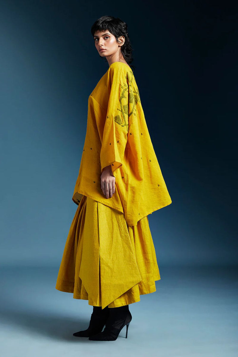 Hazel Skirt-Mustard by Chola in mustard color for women Worldwide