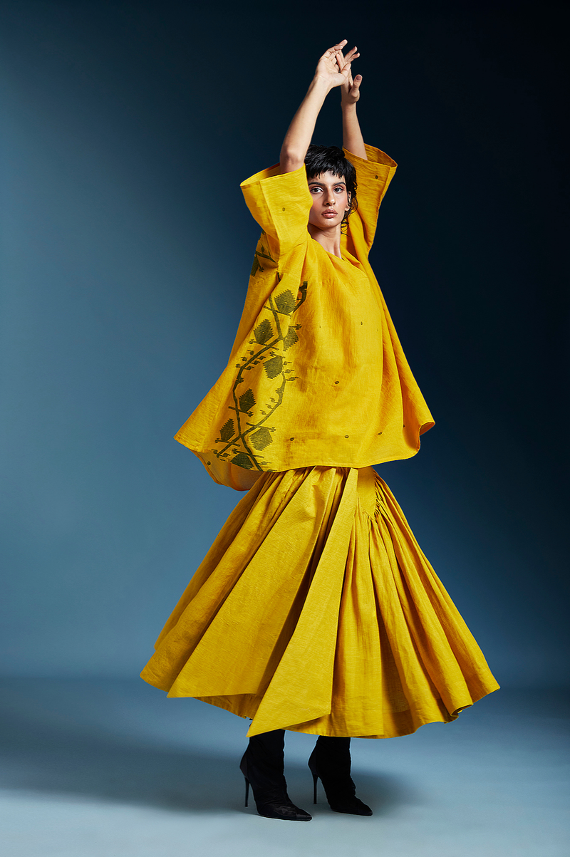 Liam Top-Mustard cotton by Chola in mustard color for women Worldwide