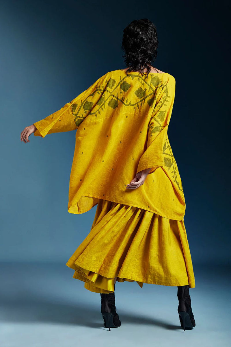 Hazel Skirt-Mustard by Chola in mustard color for women Worldwide