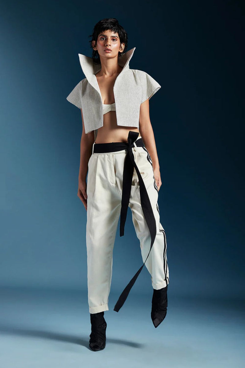 Odete Trousers-White cotton by Chola in white color for women Worldwide