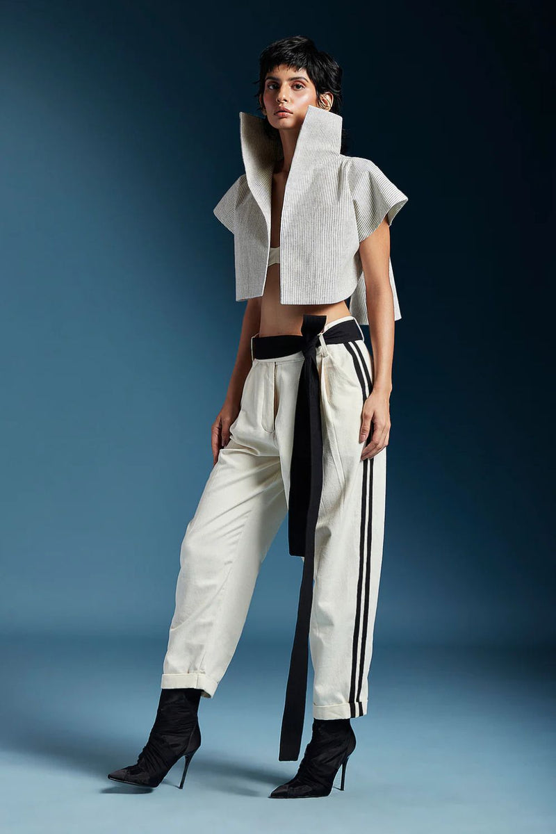 Odete Trousers-White cotton by Chola in white color for women Worldwide