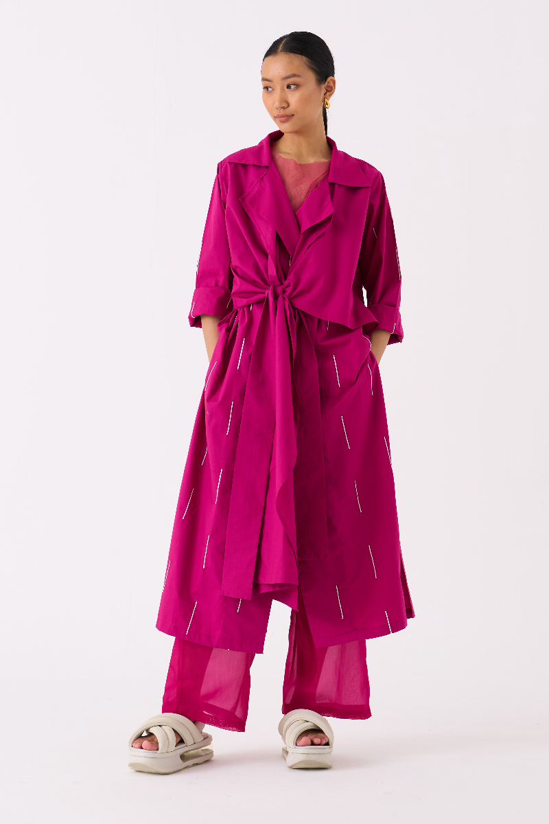 EMB. TIE JACKET-FUSCHIA poplin by THREE for women Worldwide