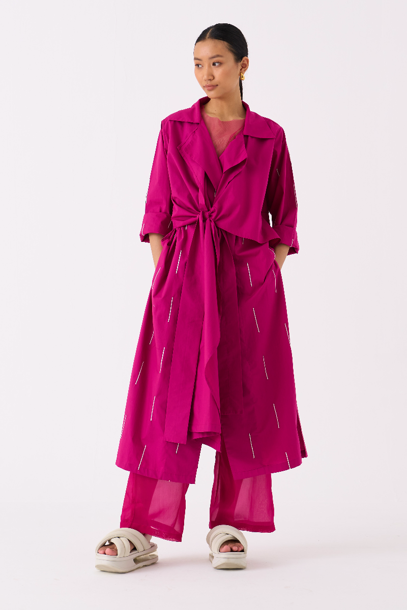 EMB. TIE JACKET-FUSCHIA