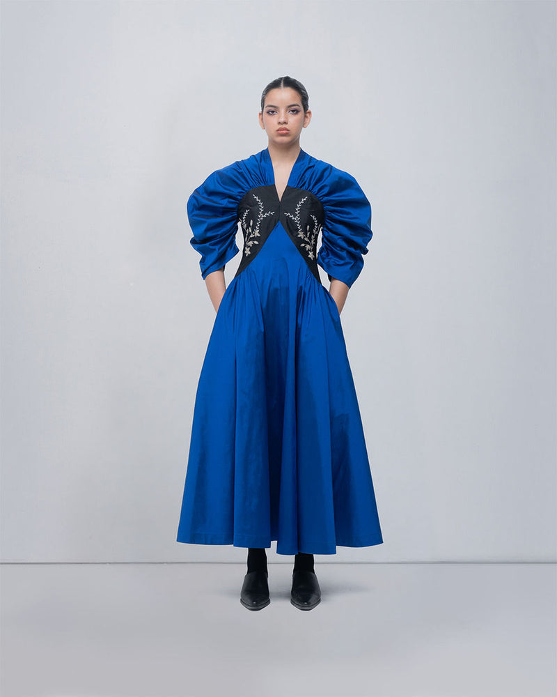 Yaren Dress viscose by Leh Studios in blue, black for women Worldwide