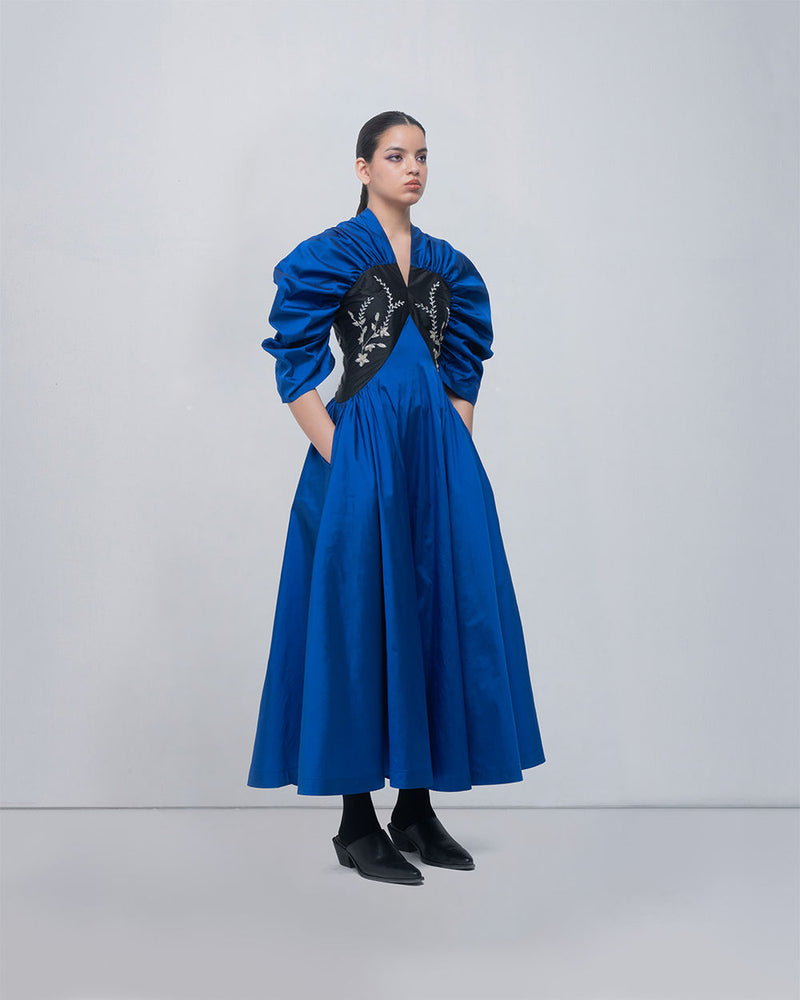 Yaren Dress viscose by Leh Studios in blue, black for women Worldwide
