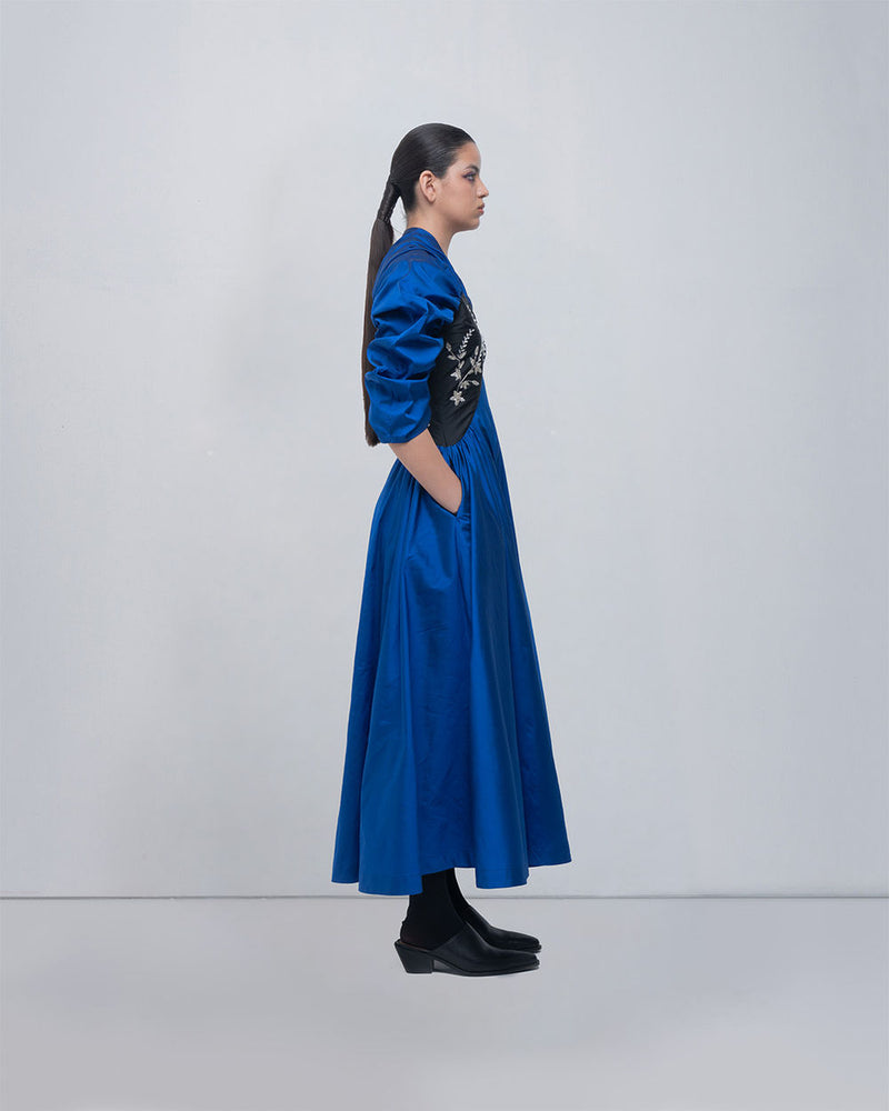 Yaren Dress viscose by Leh Studios in blue, black for women Worldwide