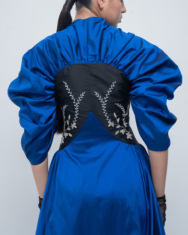 Yaren Dress viscose by Leh Studios in blue, black for women Worldwide
